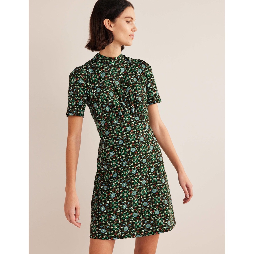 Boden Jersey Mini Dress in Gardenia Swirl Floral Size 6